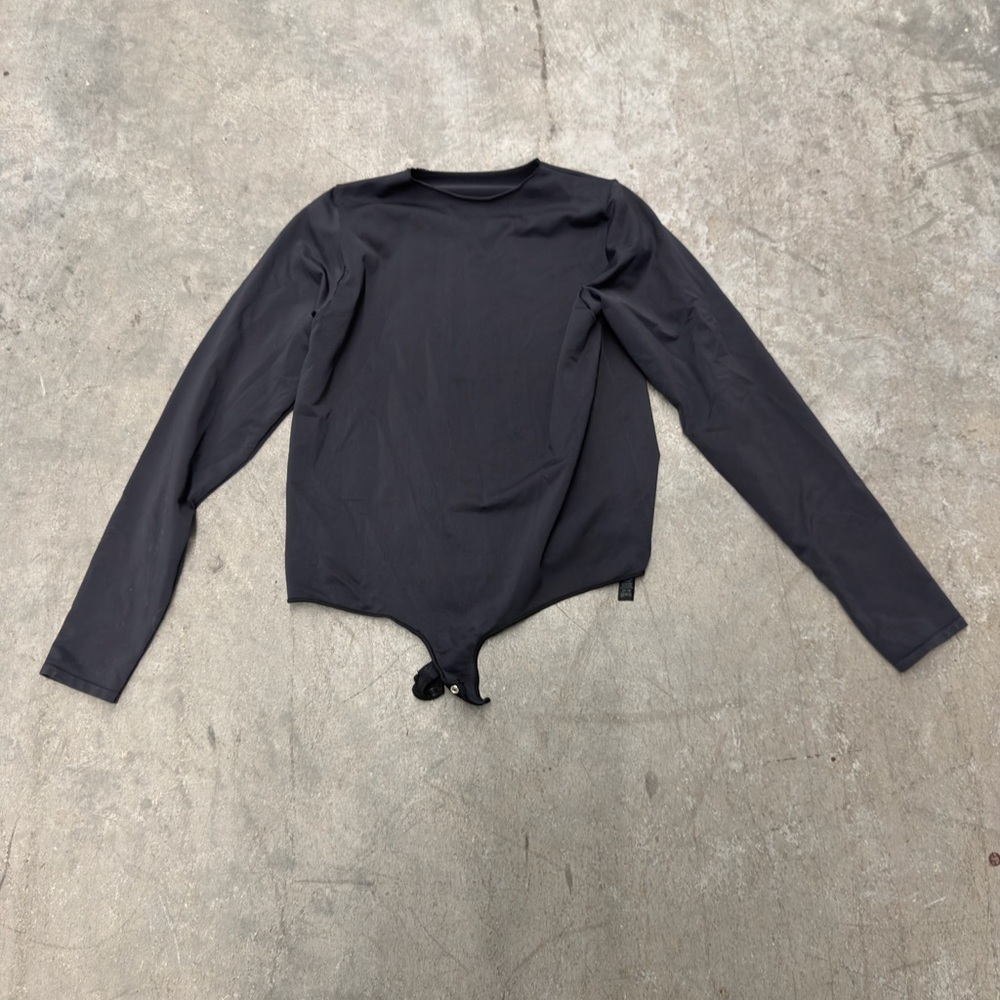 SKIMS Black Long-Sleeve Snap Bodysuit